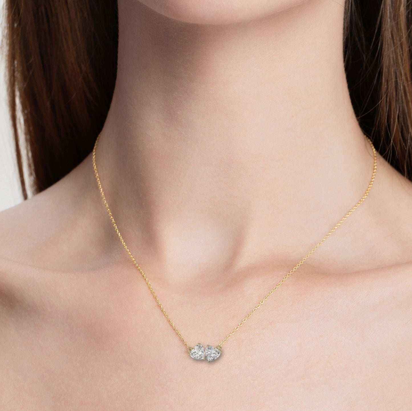 Omnia 2.00 CTW Two Hearts Moissanite Necklace