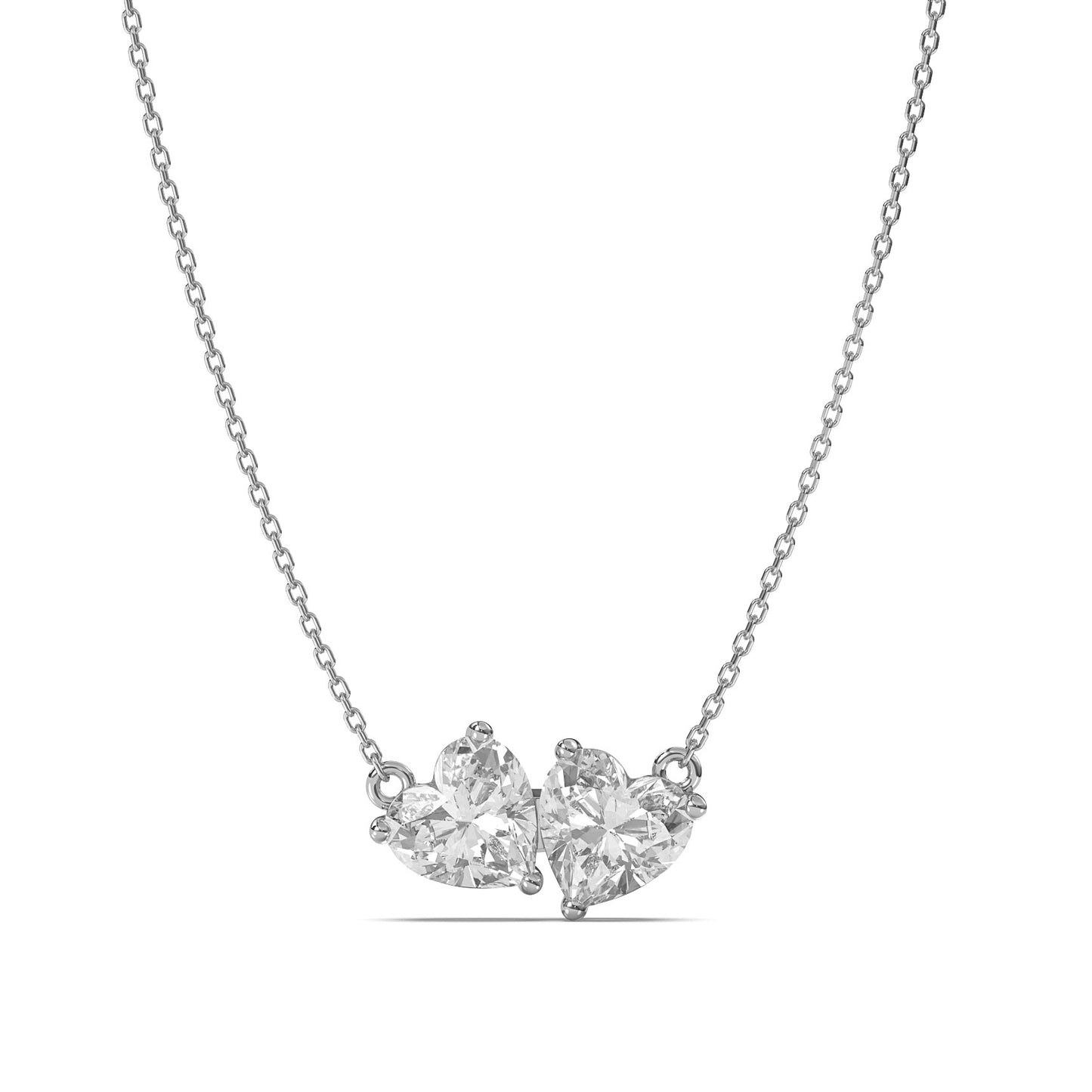 Omnia 2.00 CTW Two Hearts Moissanite Necklace