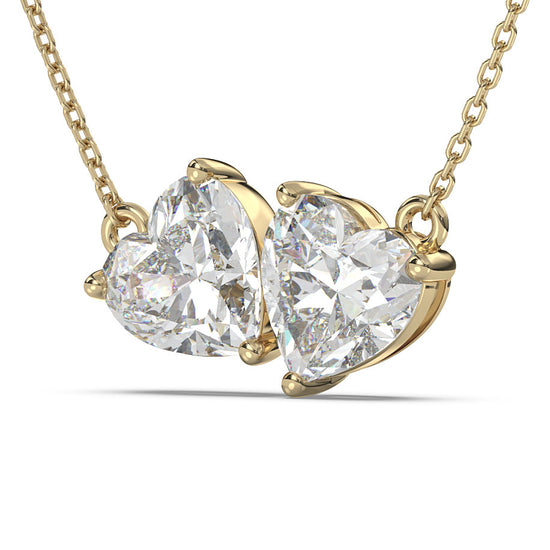 Omnia 2.00 CTW Two Hearts Moissanite Necklace