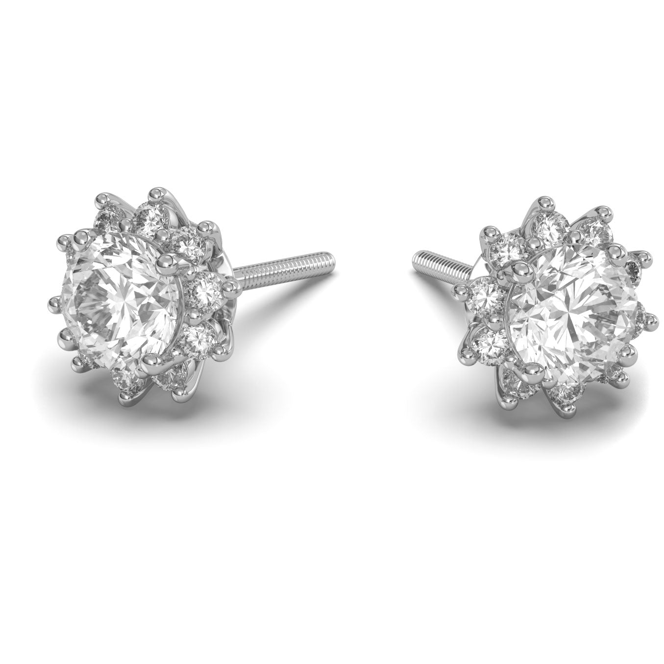 Solis Moissanite Round Halo Stud Earrings