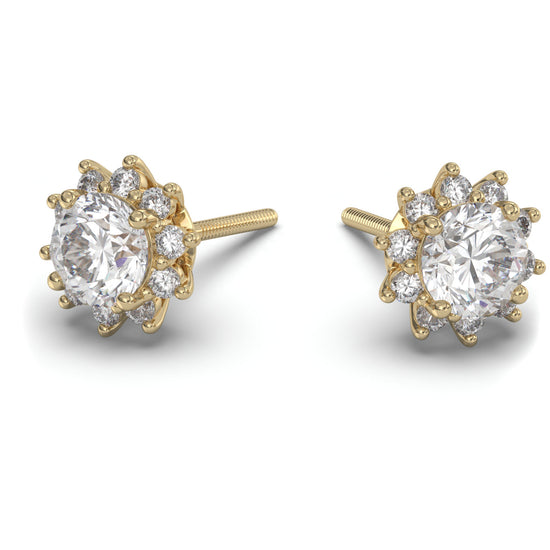 Solis Moissanite Round Halo Stud Earrings