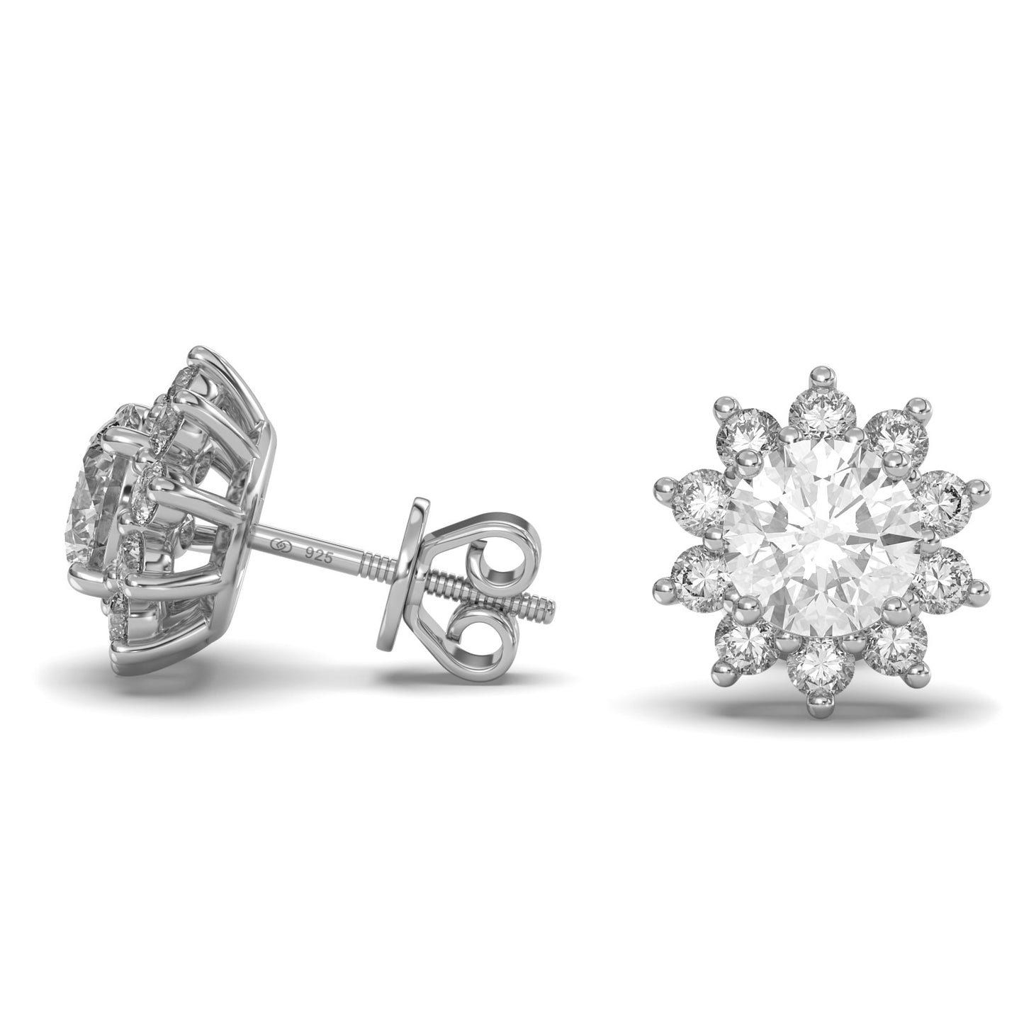 Solis Moissanite Round Halo Stud Earrings