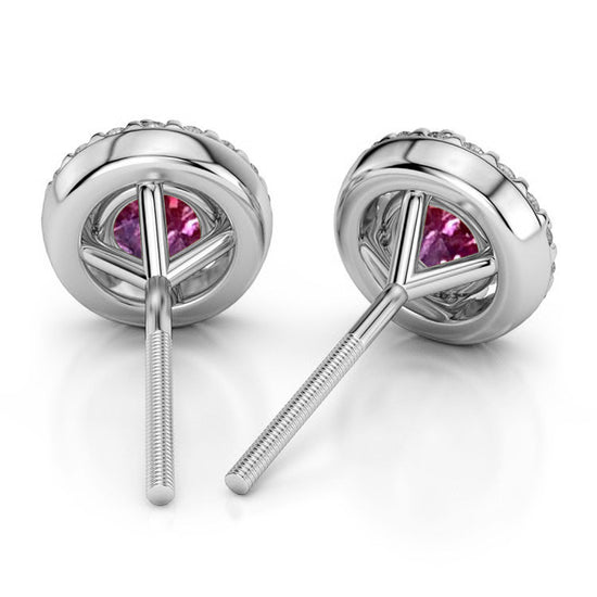 Feliz 2.00 CTW Pink Moissanite Halo Stud Earrings