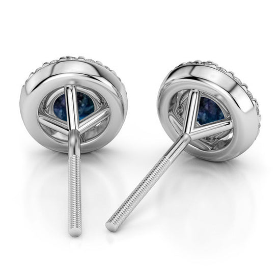 Feliz 2.00 CTW Blue Moissanite Halo Stud Earrings