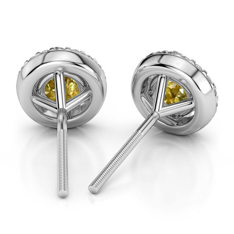 Feliz 2.00 CTW Yellow Moissanite Halo Stud Earrings