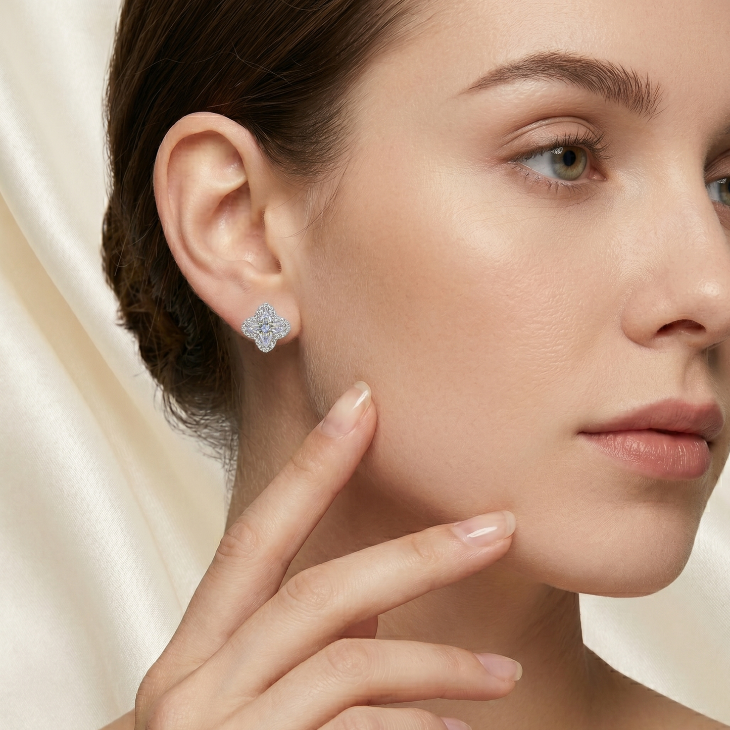 Poly 3.68 CTW Moissanite Flower Halo Studs