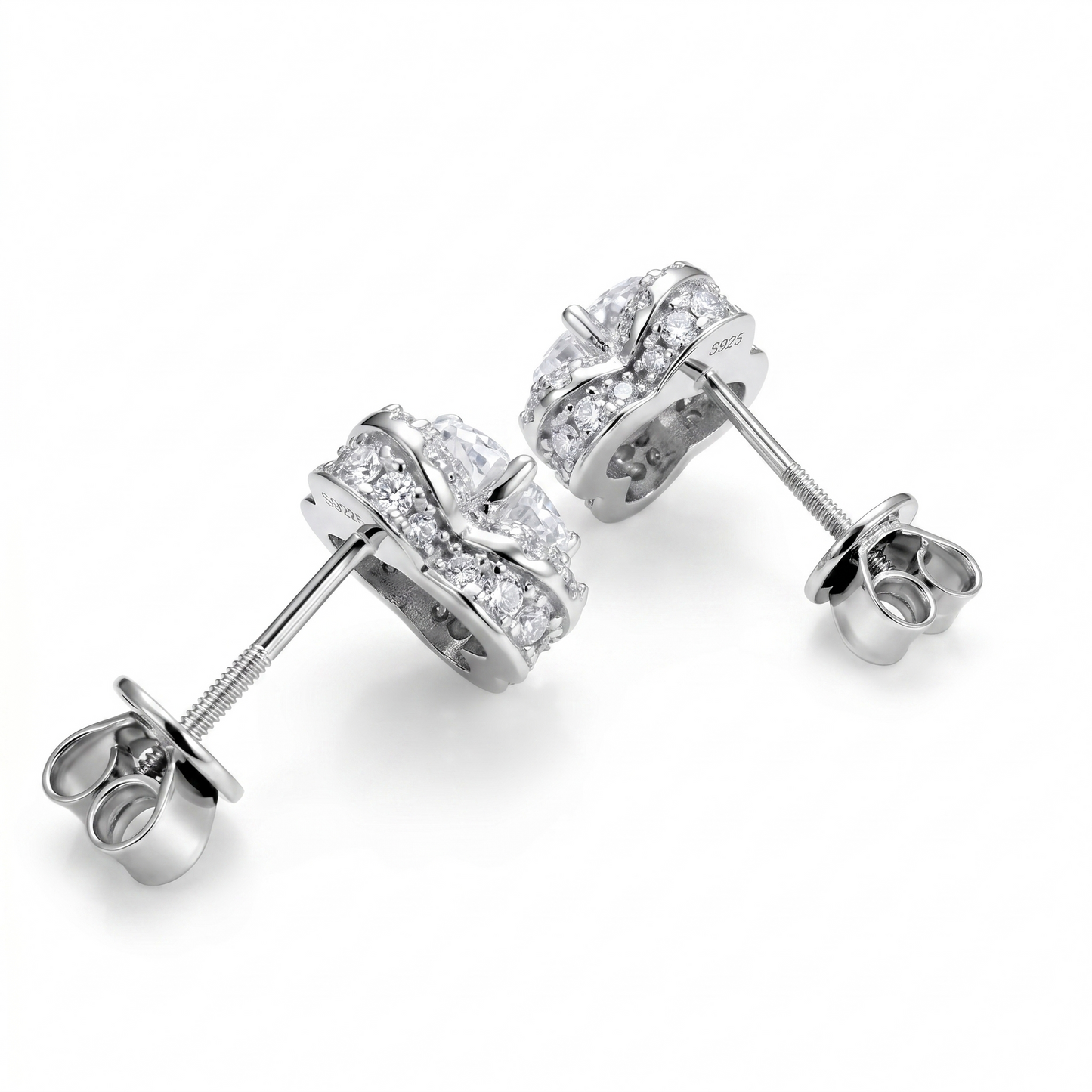 Posha 3.20 CTW Moissanite Clover Cut Halo Earrings