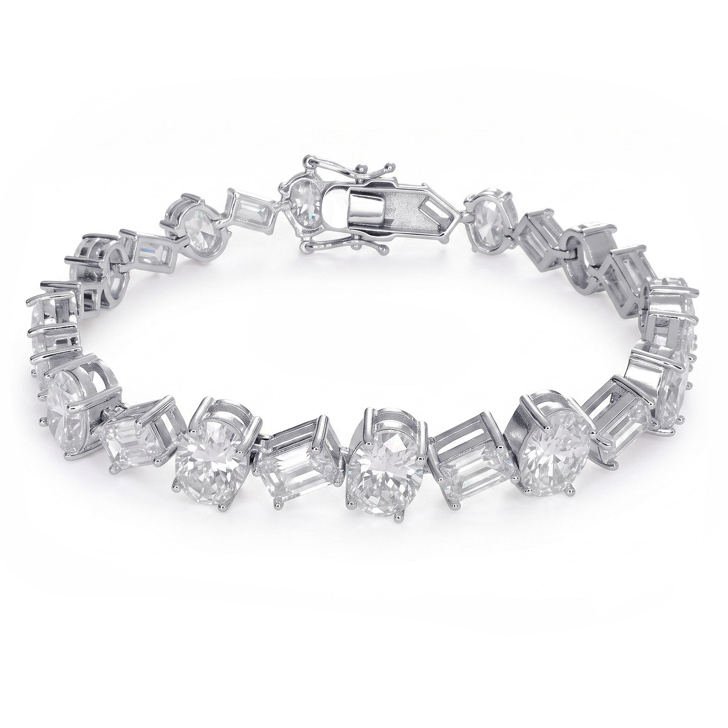 27 CTW Mixed Moissanite Emerald Oval Cut Tennis Bracelet