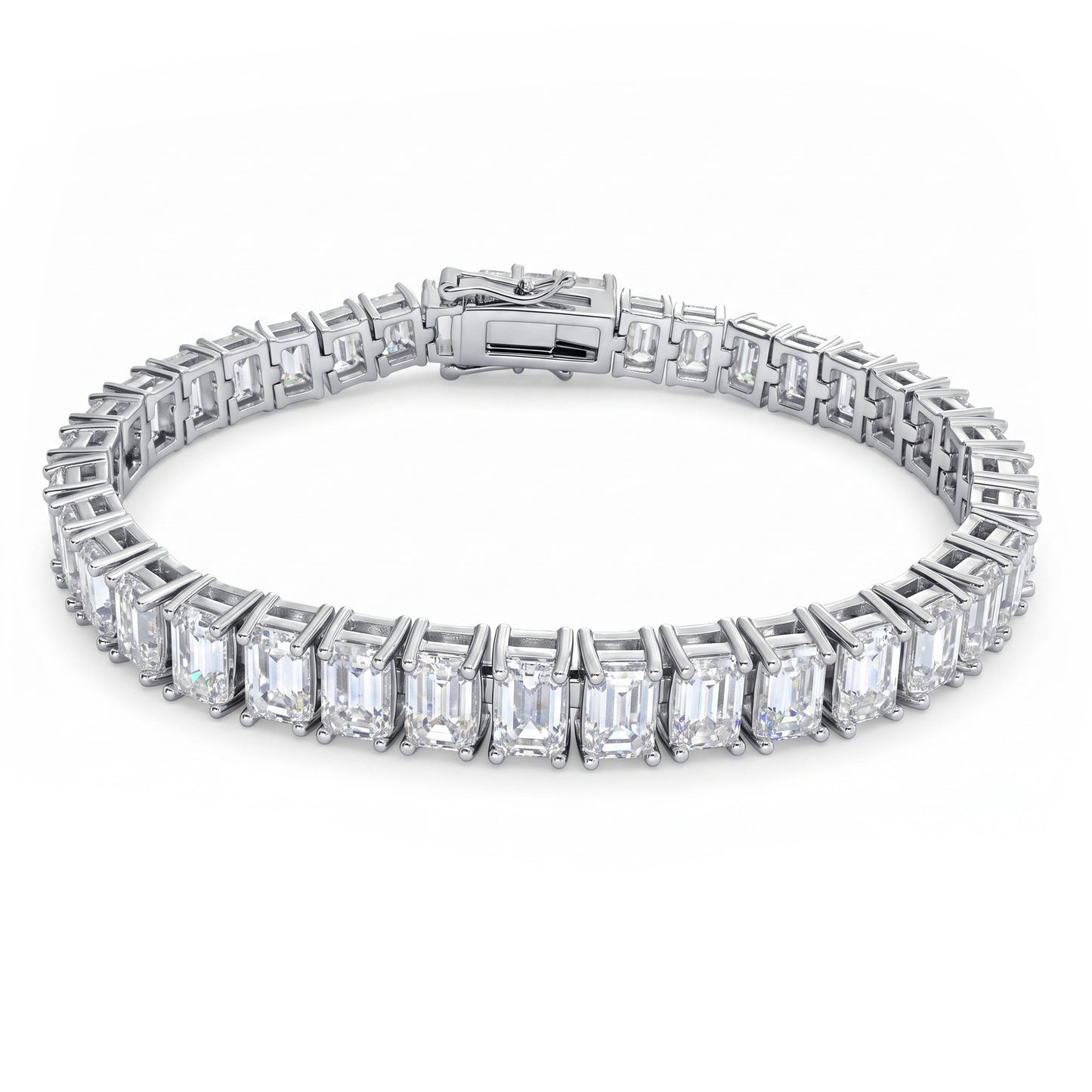 26 CTW Bold Emerald Cut Moissanite Tennis Bracelet