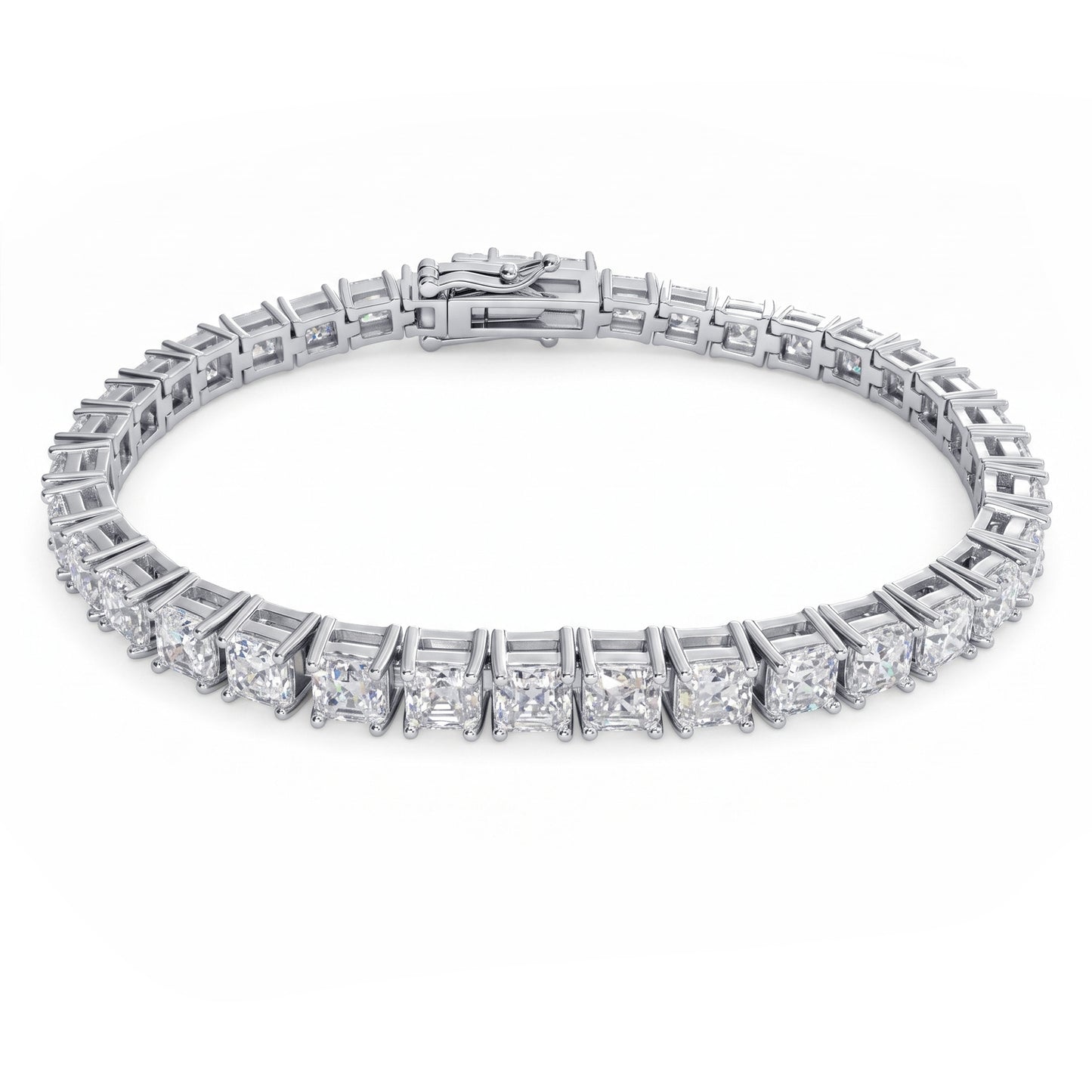 4MM Asscher Cut VVS1 Moissanite Tennis Bracelet