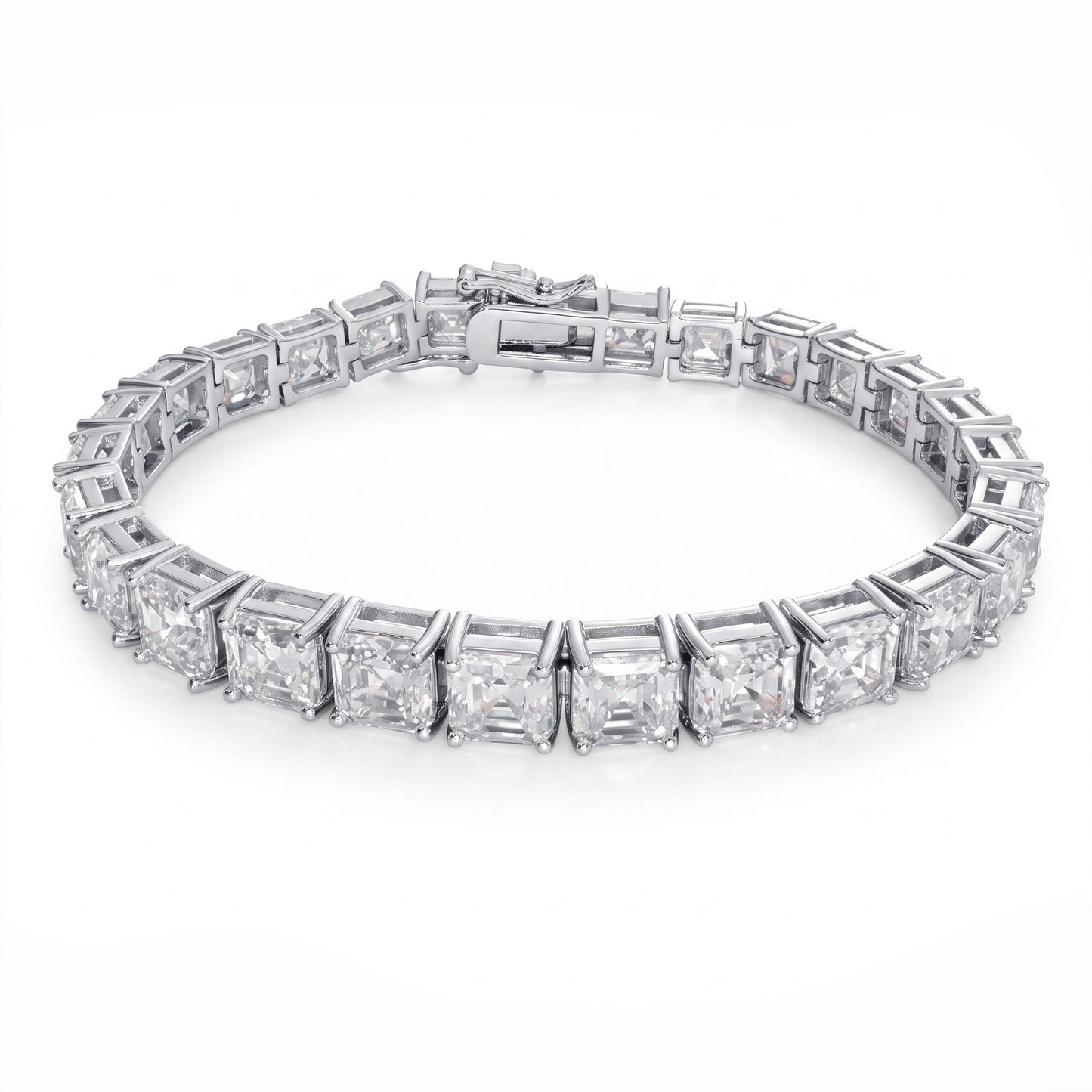 26 CTW Large Asscher Cut Moissanite Tennis Bracelet