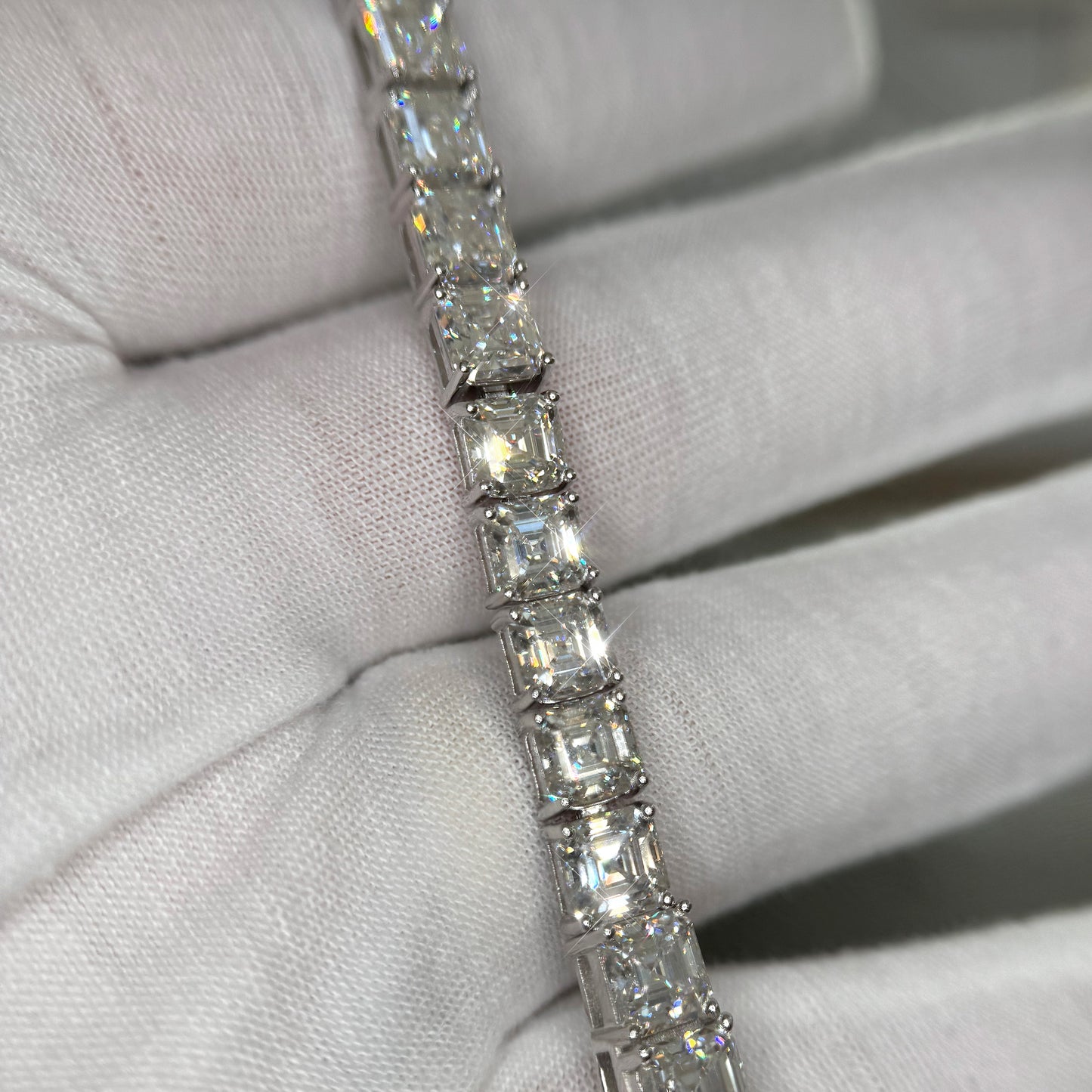 26 CTW Large Asscher Cut Moissanite Tennis Bracelet