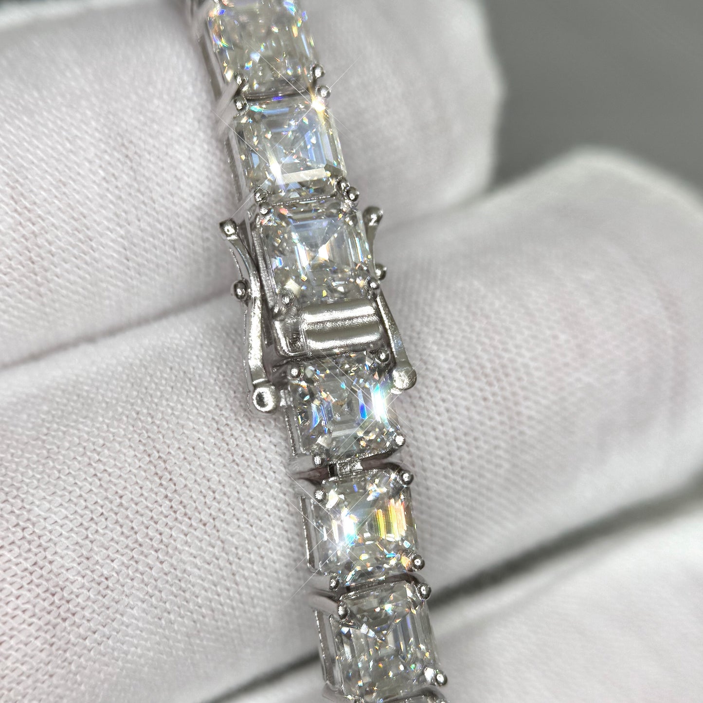 26 CTW Large Asscher Cut Moissanite Tennis Bracelet