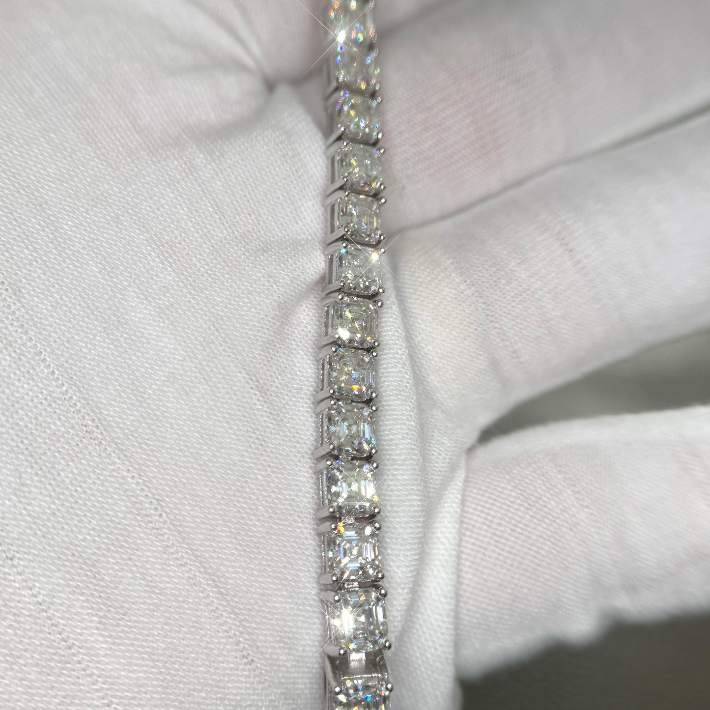 19 CTW Asscher Cut VVS1 Moissanite Tennis Bracelet