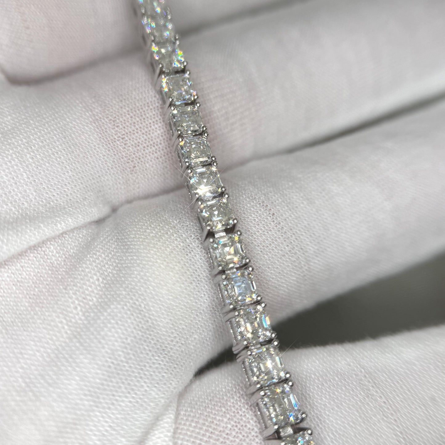 4MM Asscher Cut VVS1 Moissanite Tennis Bracelet