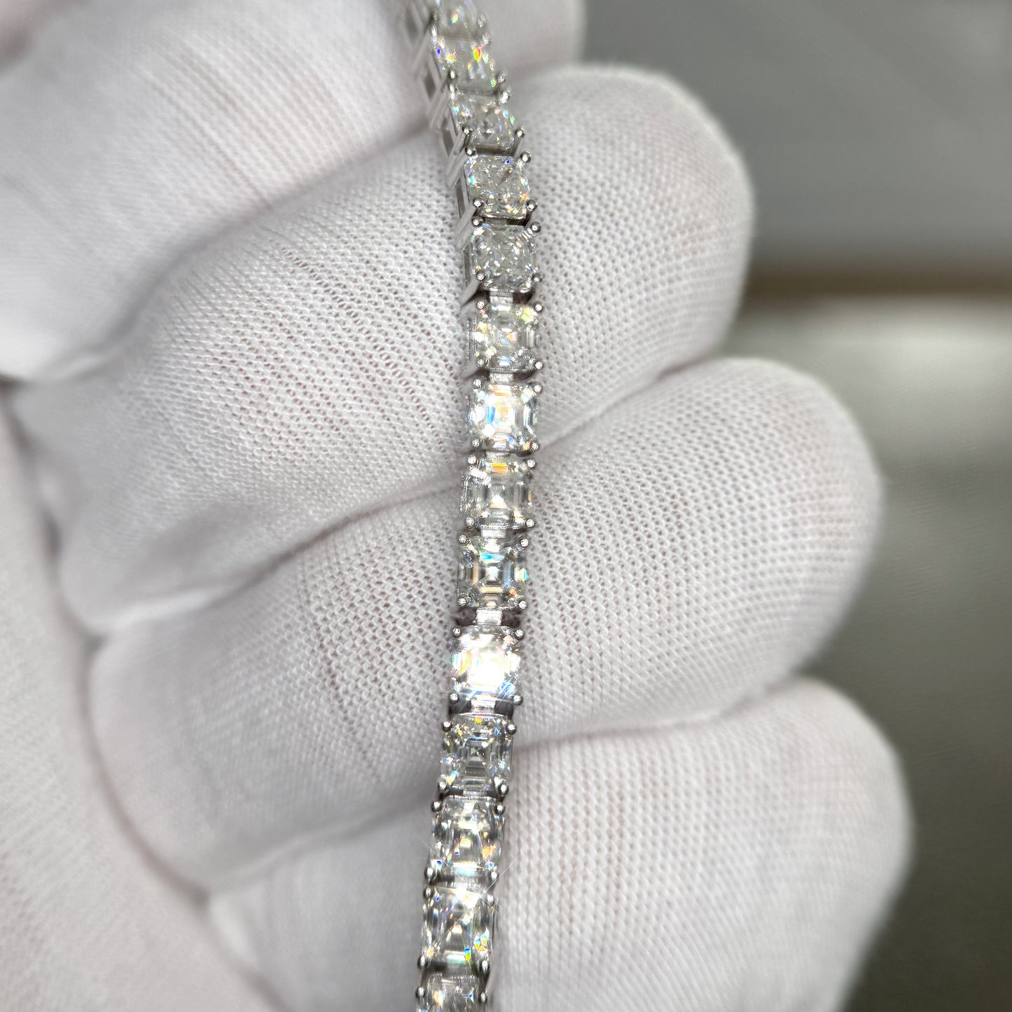 4MM Asscher Cut VVS1 Moissanite Tennis Bracelet