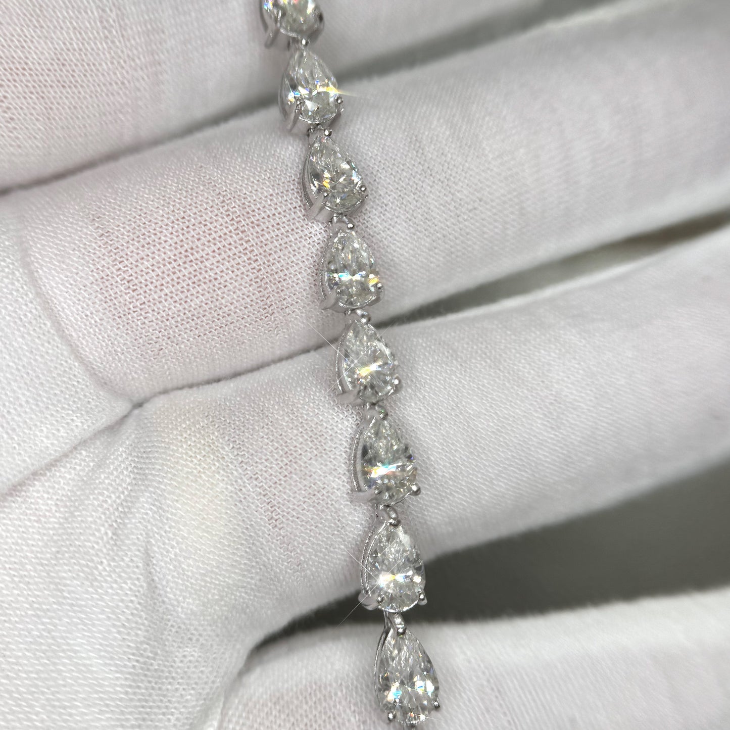 16 CTW Moissanite Pear Cut Tennis Bracelet