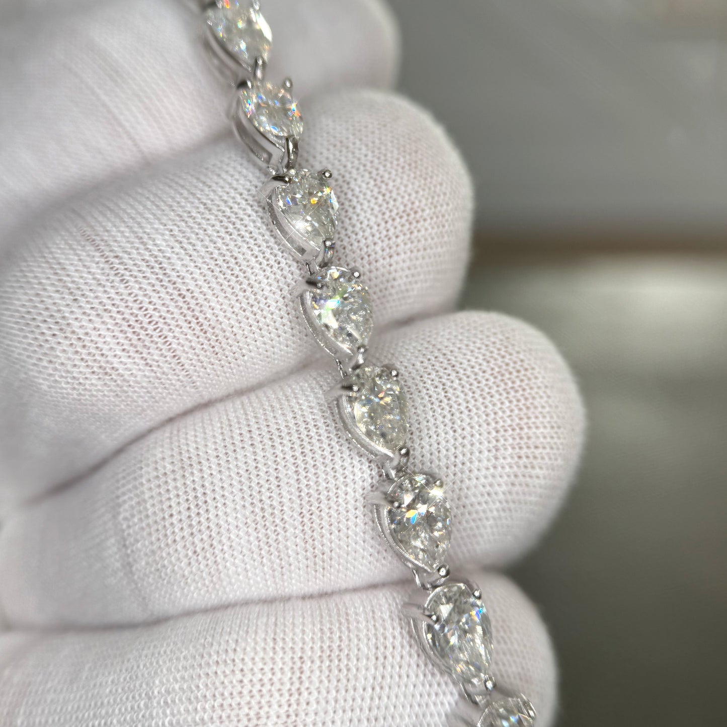 16 CTW Moissanite Pear Cut Tennis Bracelet