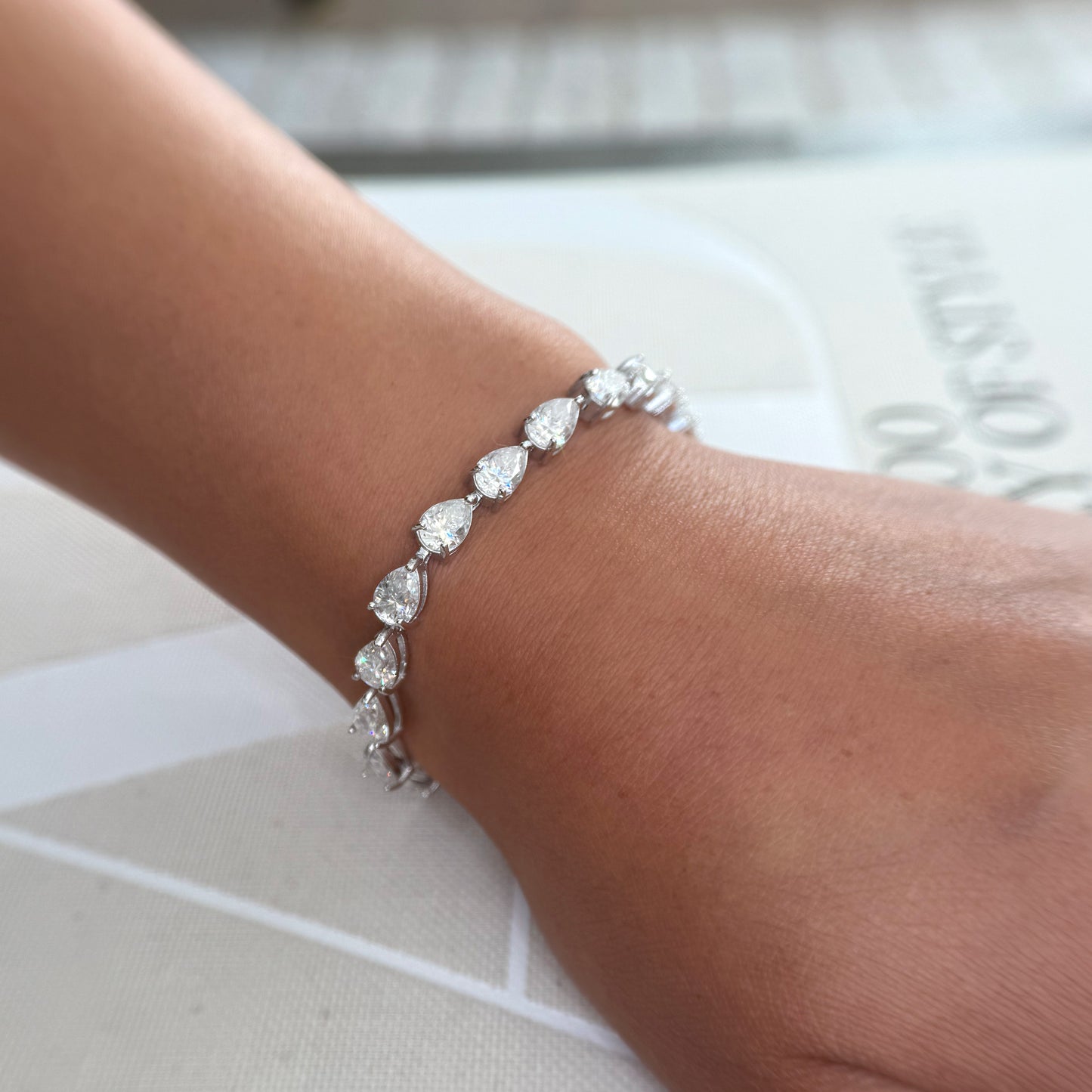 16 CTW Moissanite Pear Cut Tennis Bracelet