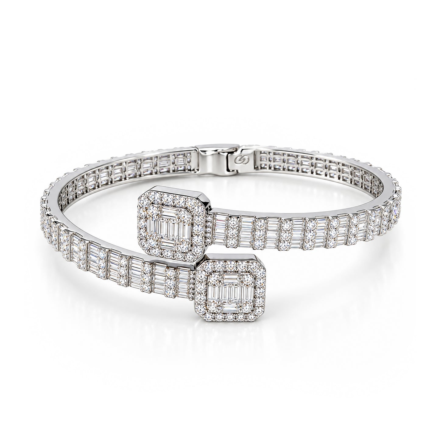 Nautilus Sterling Silver Baguette Moissanite Bangle