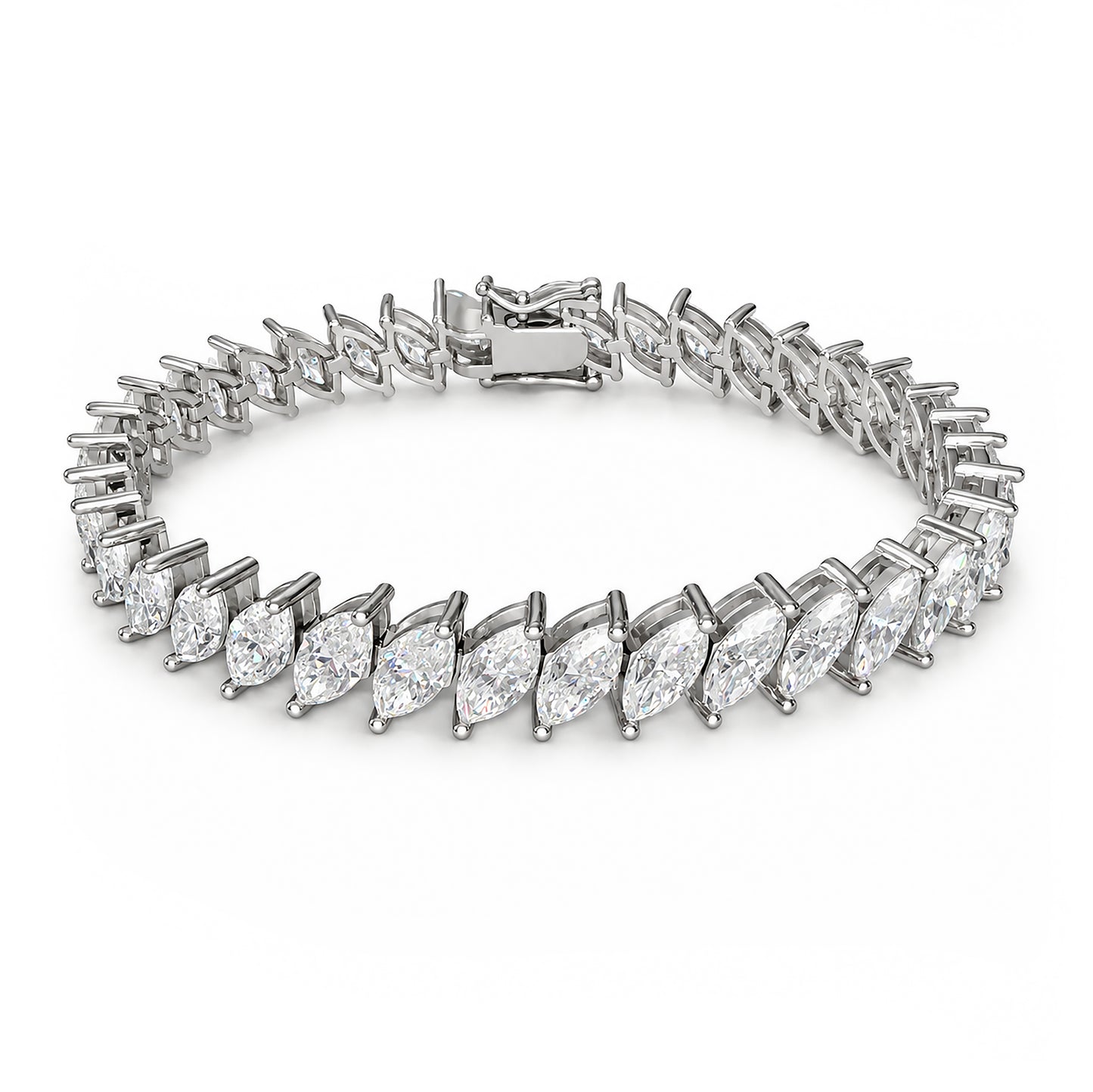 Clara 18.5 CTW Moissanite Marquise Cut Tennis Bracelet