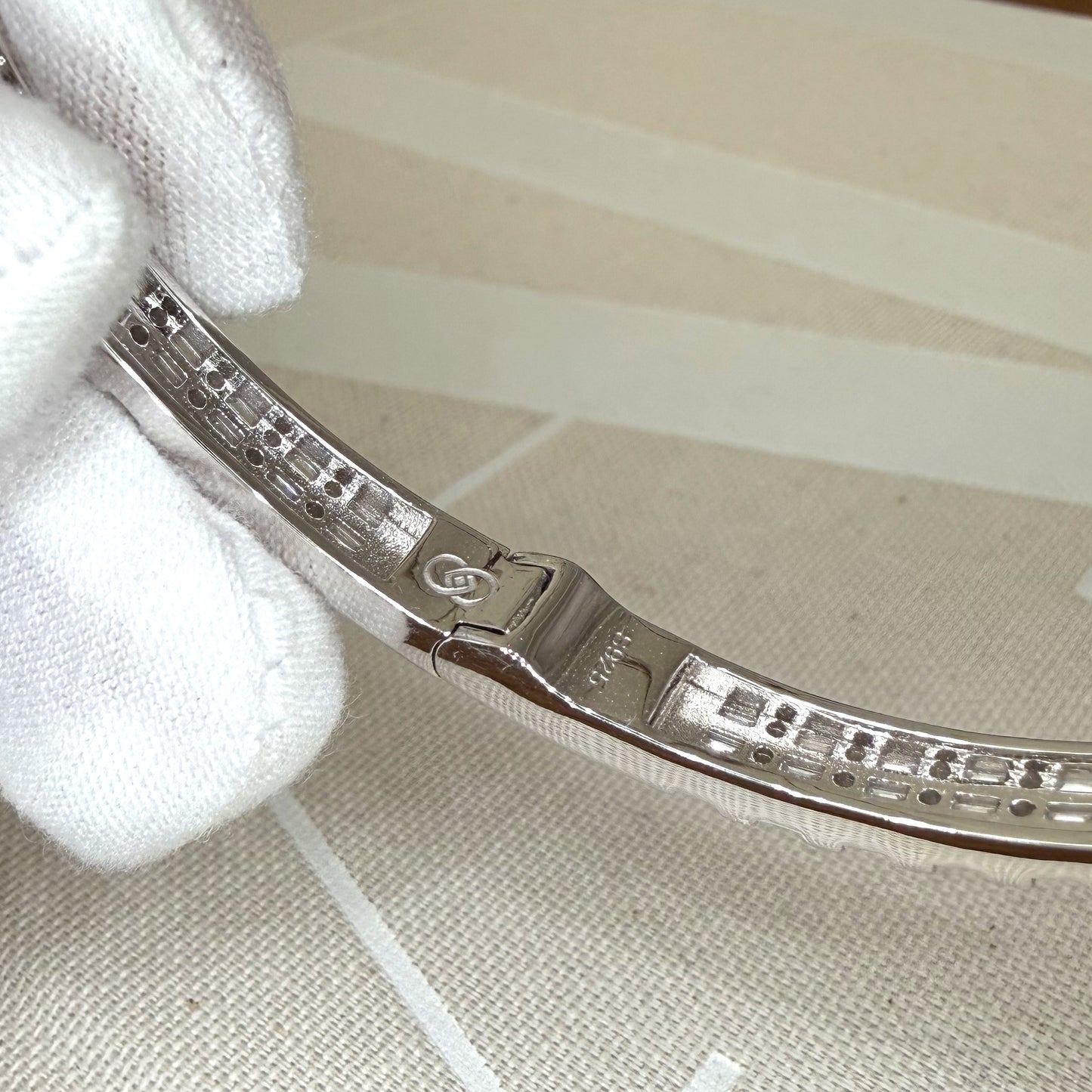 Nautilus Sterling Silver Baguette Moissanite Bangle