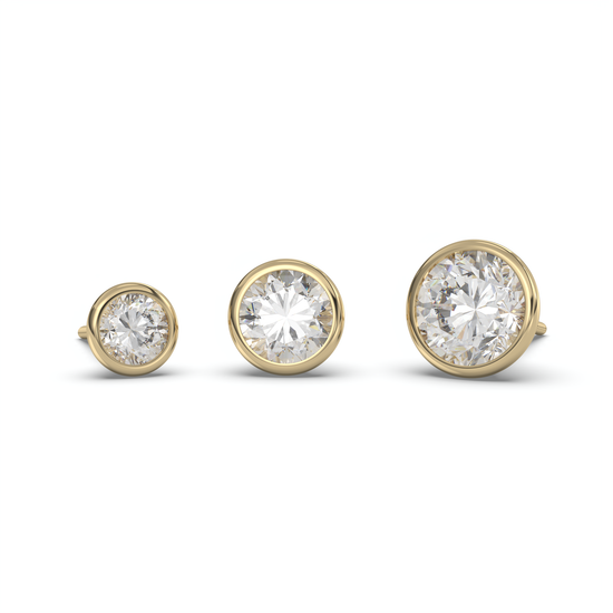 Serenity Round Cut Solitaire Bezel Set Earrings