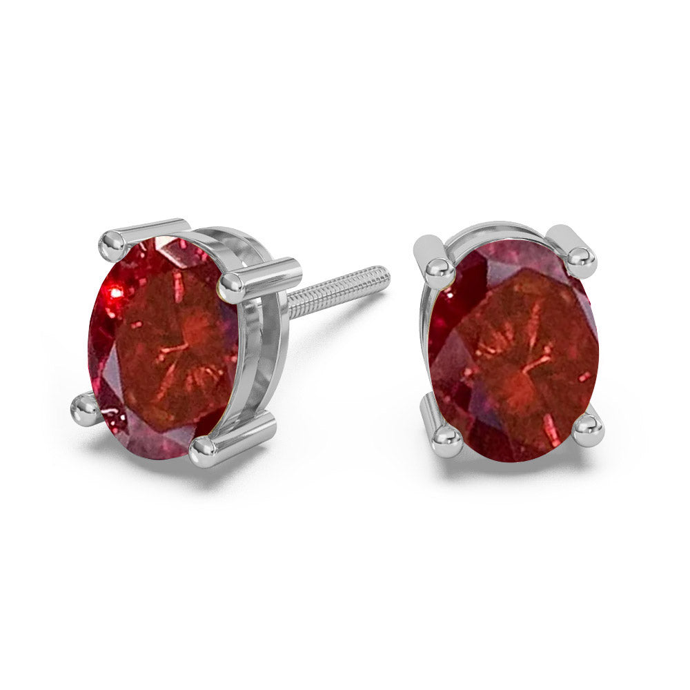 Classica Oval Cut Red Moissanite Stud Earrings