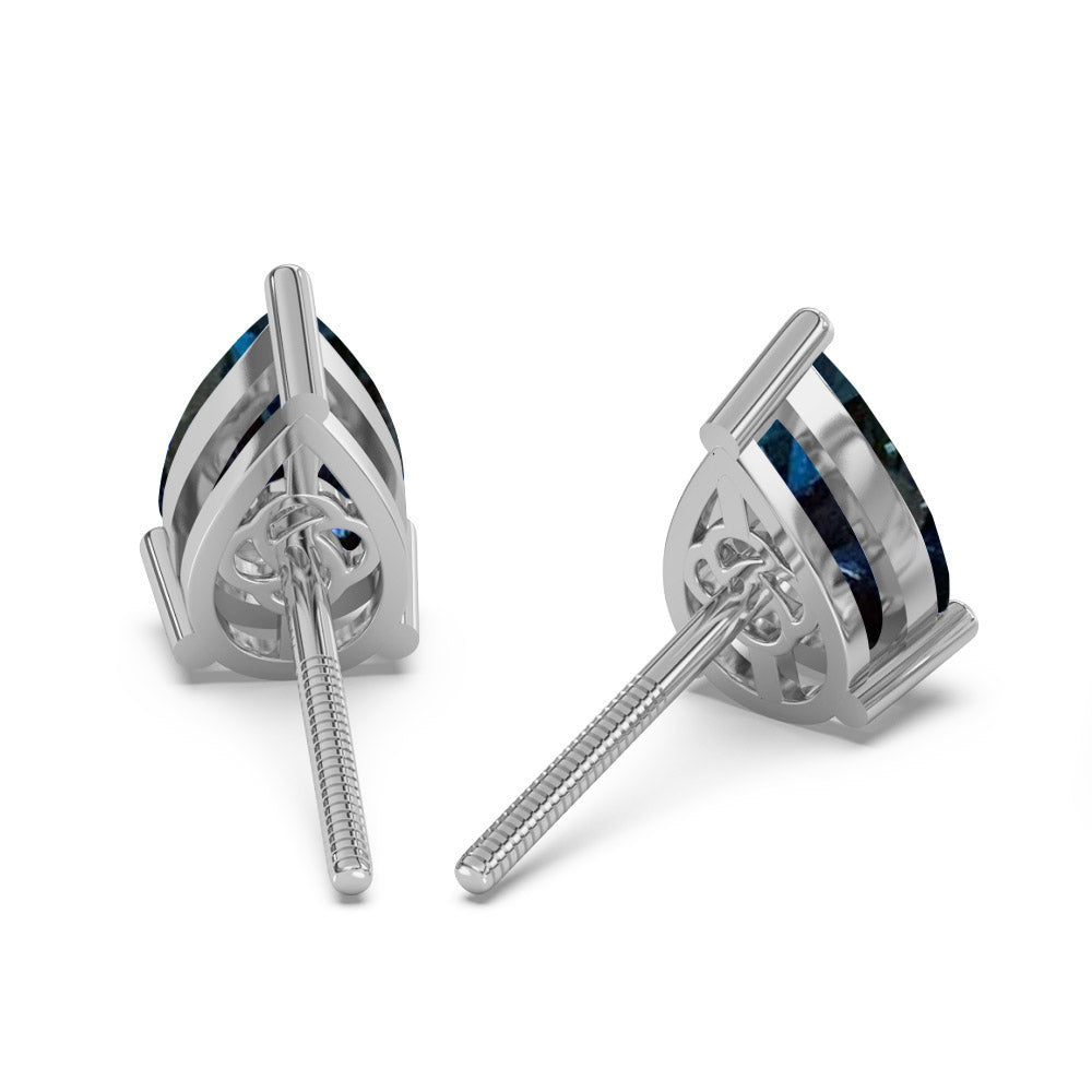 Classica Pear Cut Blue Moissanite Stud Earrings