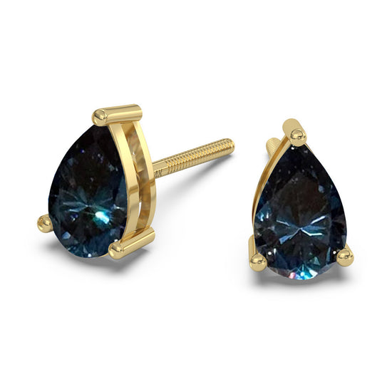 Classica Pear Cut Blue Moissanite Stud Earrings