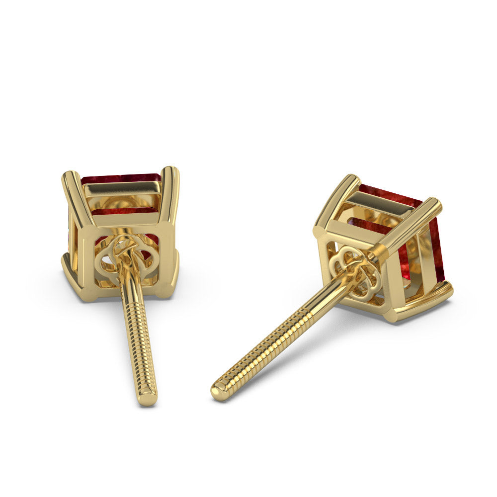 Classica Asscher Cut Red Moissanite Stud Earrings