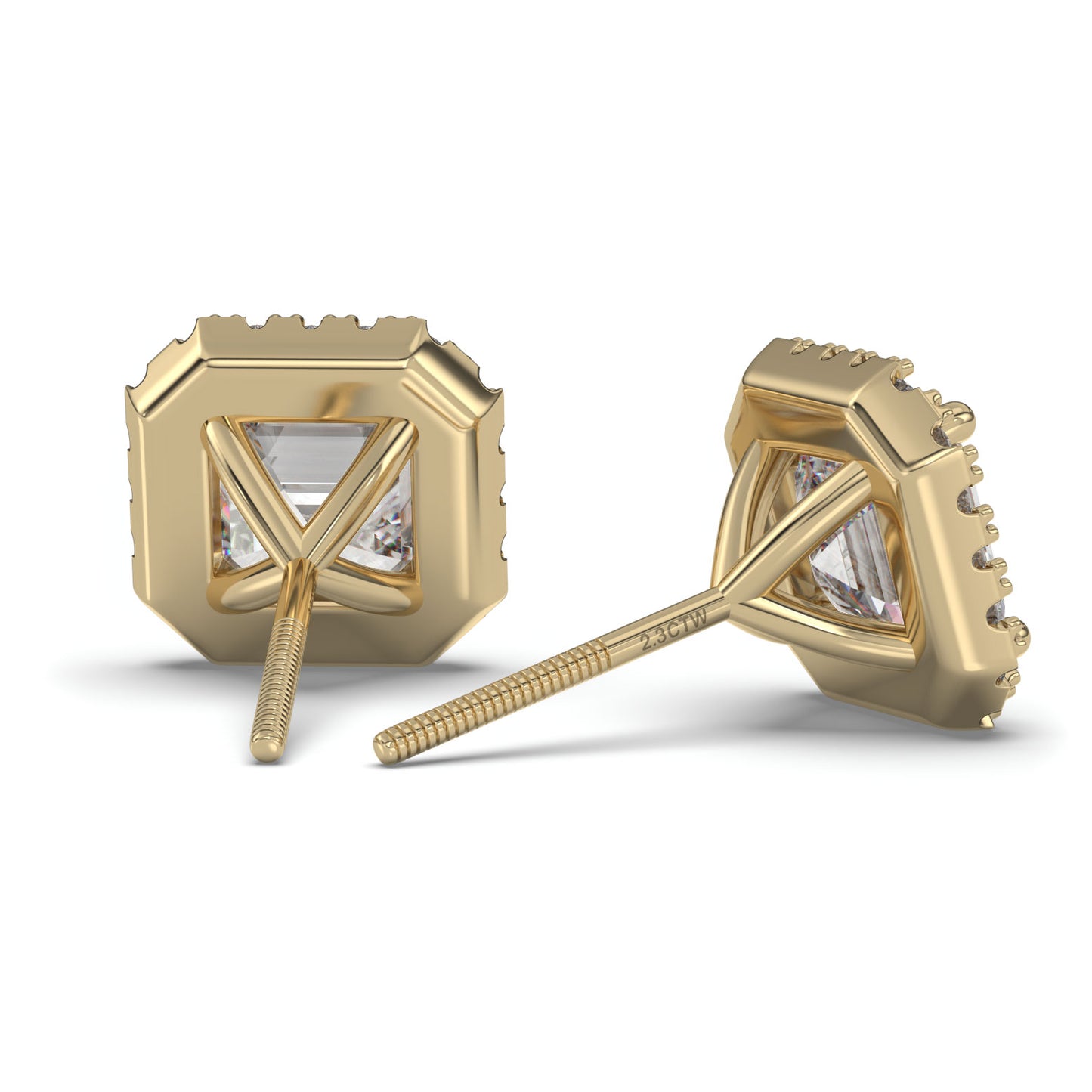 Feliz Asscher Cut Moissanite Halo Earrings