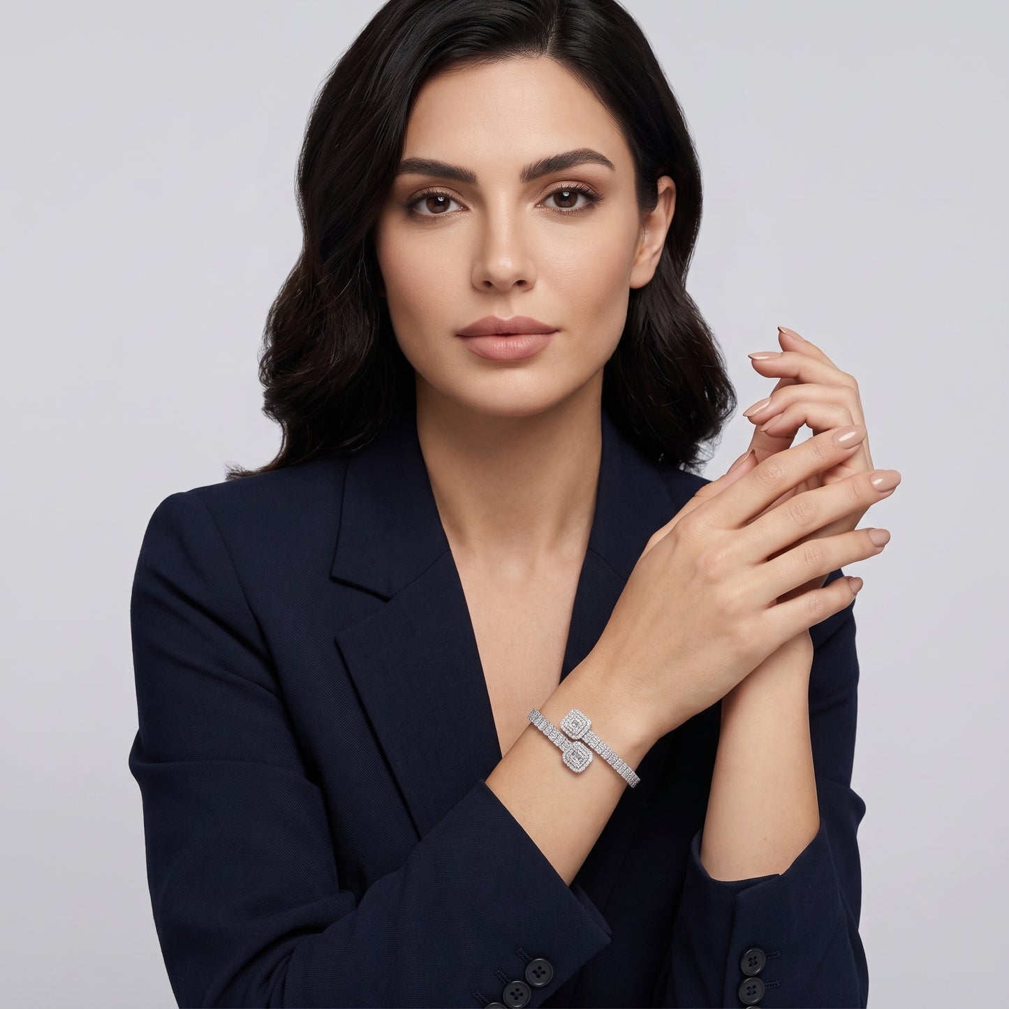 Nautilus Sterling Silver Baguette Moissanite Bangle