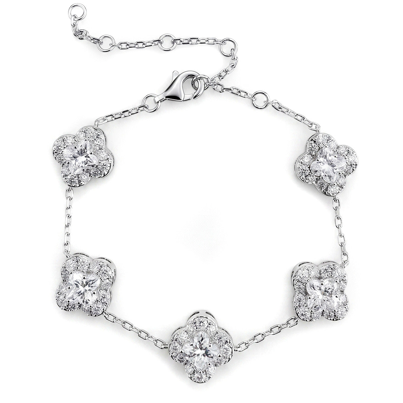 VVS1 Moissanite Clover Cut Motif Bracelet