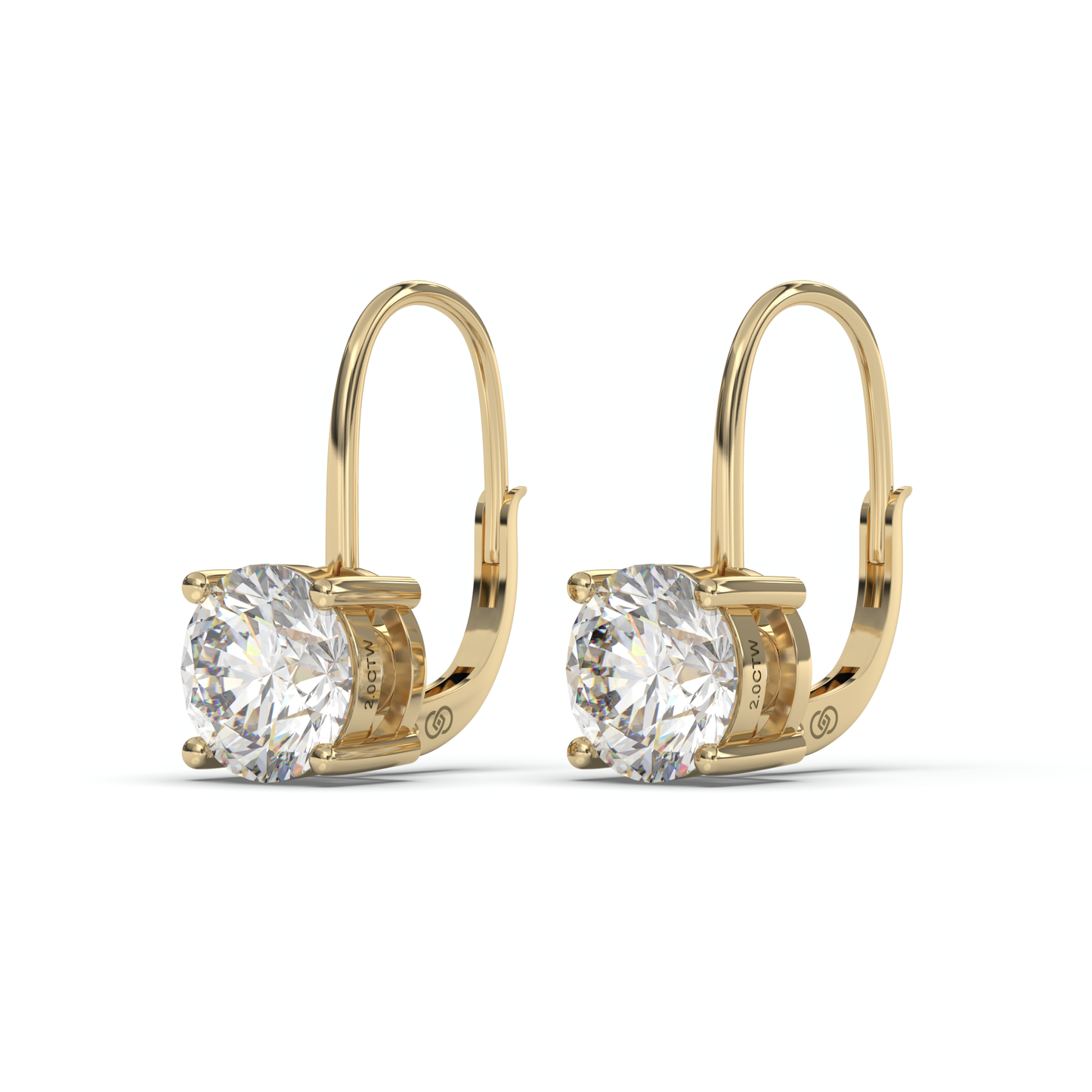 Classica 2.00 CTW Solitaire Lever back Drop Earrings