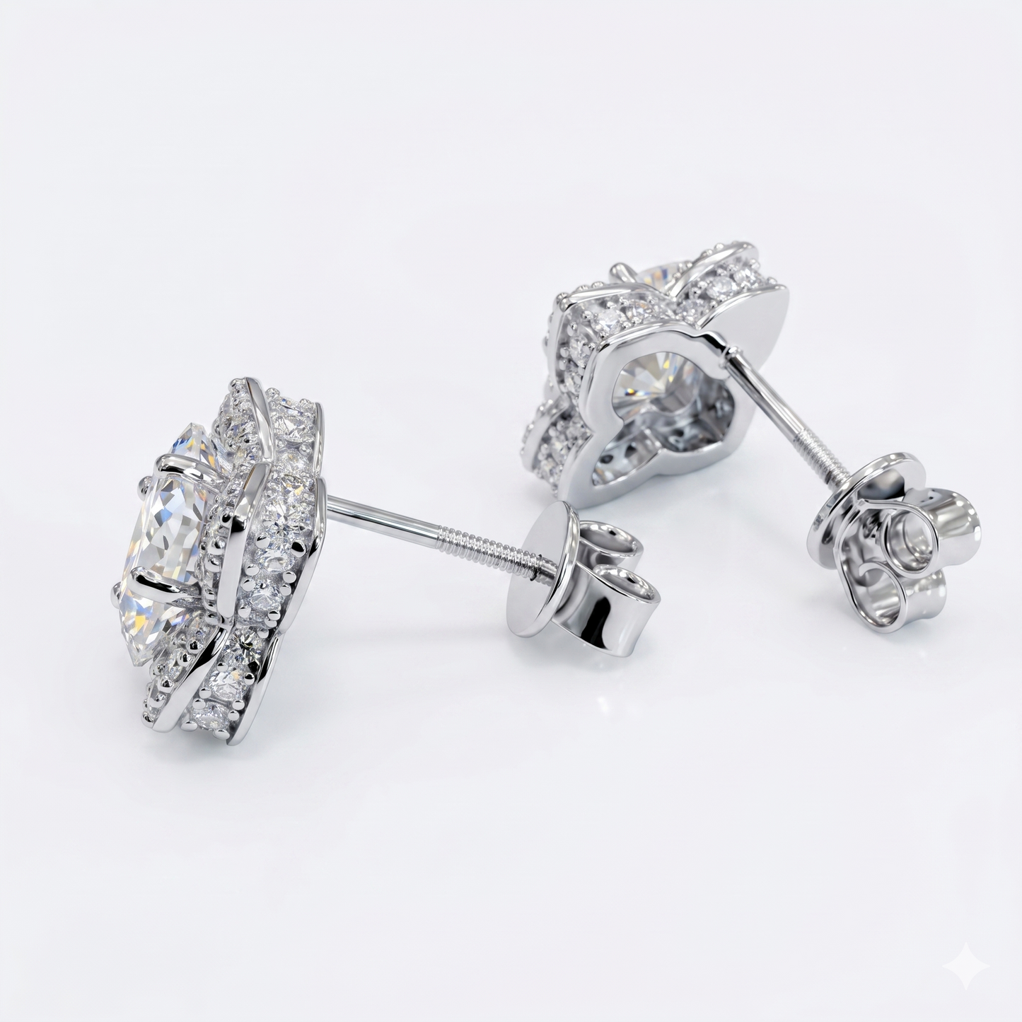 Poly 3.68 CTW Moissanite Flower Halo Studs