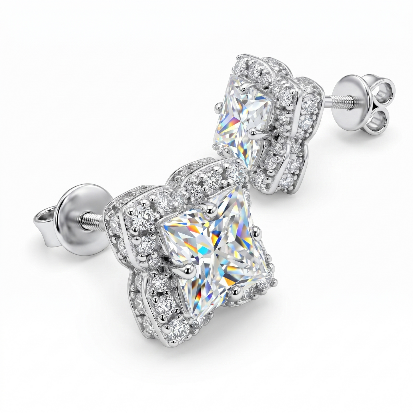 Poly 3.68 CTW Moissanite Flower Halo Studs