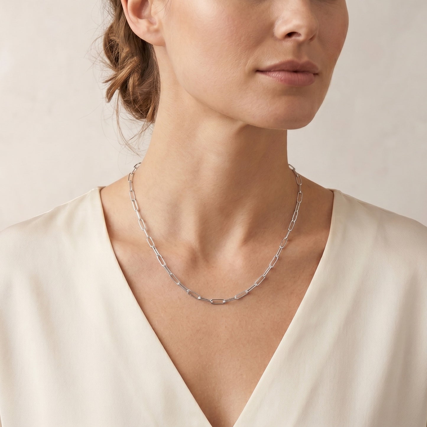 Italian 925 Silver 3mm Paperclip Necklace