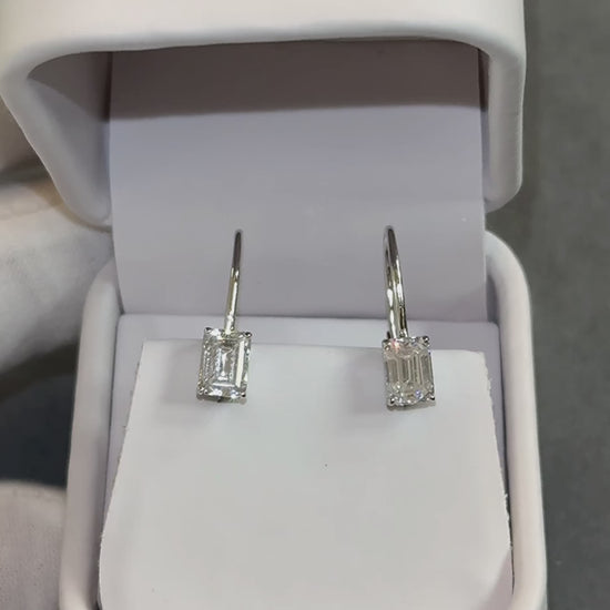 Classica 2CTW Emerald Cut Lever back Drop Earrings