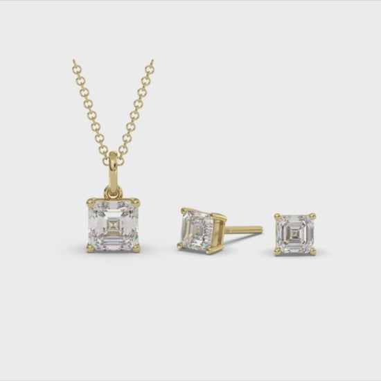 Load and play video in Gallery viewer, Classica VVS1 Asscher Cut Moissanite Solitaire Necklace
