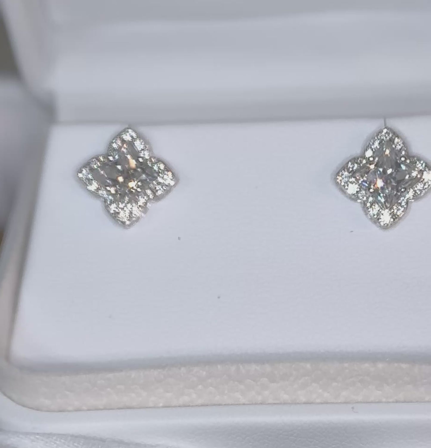 Poly 3.68 CTW Moissanite Flower Halo Studs