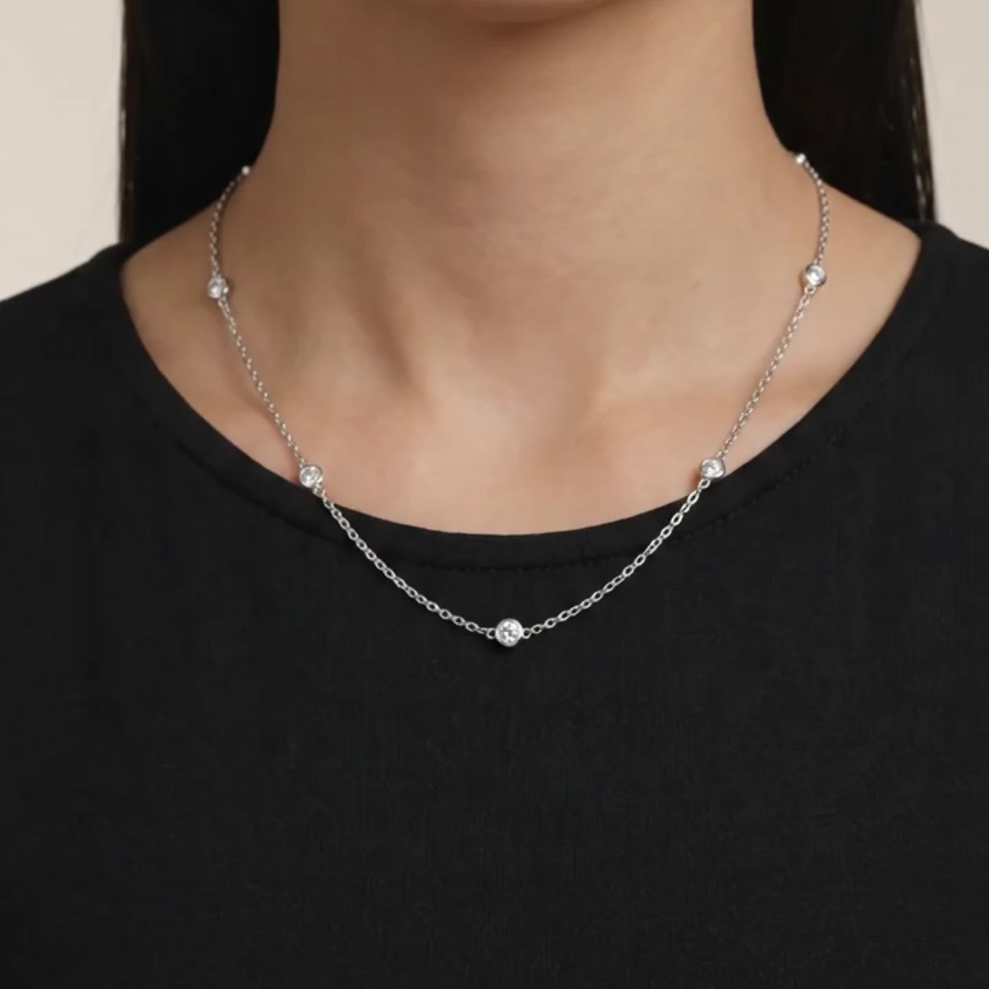 Allegra Moissanite Station Necklace
