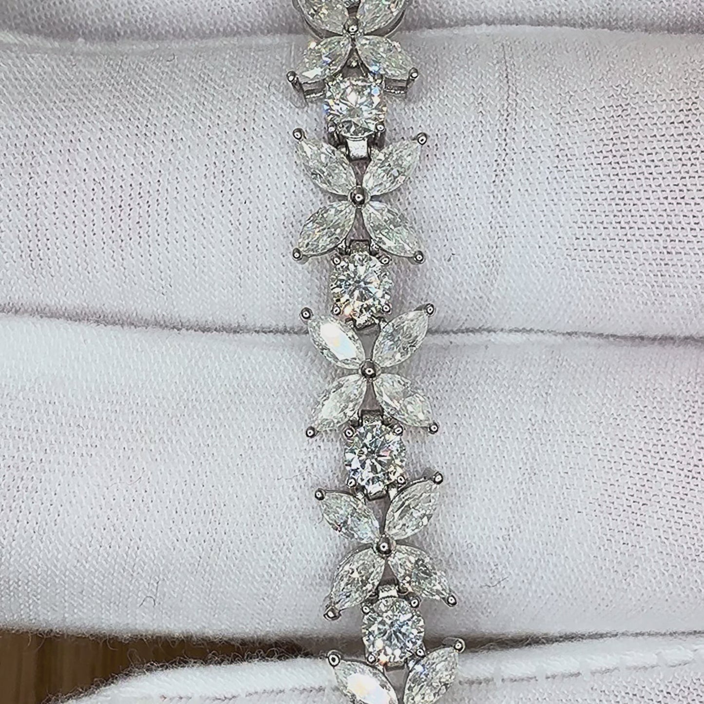 Load and play video in Gallery viewer, Palea Moissanite Butterfly Marquise Tennis Bracelet
