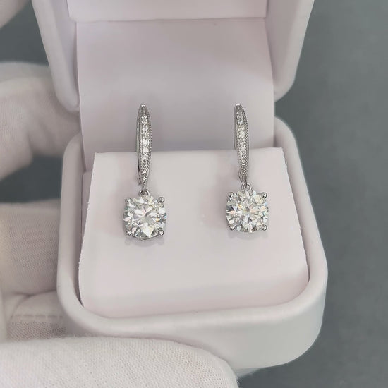 Load and play video in Gallery viewer, Elise 4.40 CTW Moissanite Leverback Drop Earrings

