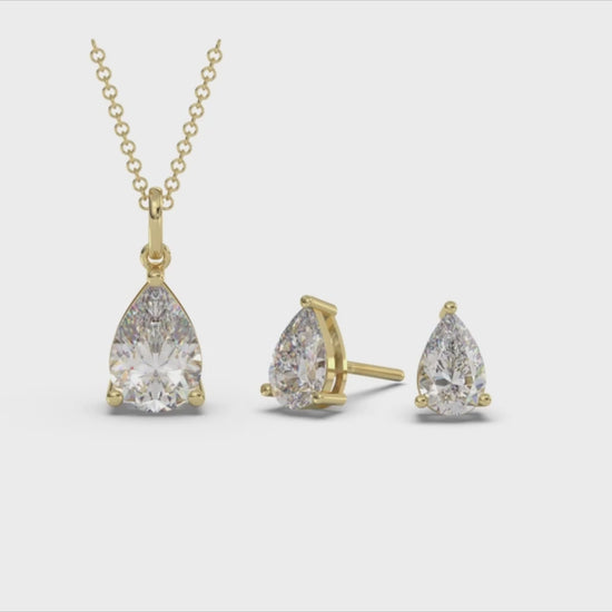 Load and play video in Gallery viewer, Classica VVS1 Pear Cut Moissanite Solitaire Necklace

