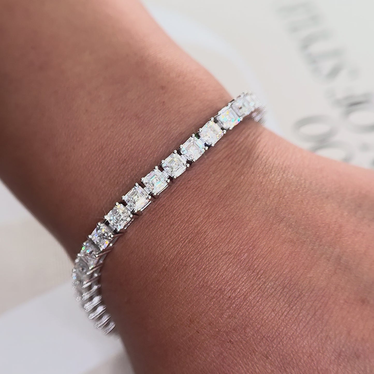 4MM Asscher Cut VVS1 Moissanite Tennis Bracelet