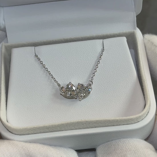 Omnia 2.00 CTW Two Hearts Moissanite Necklace