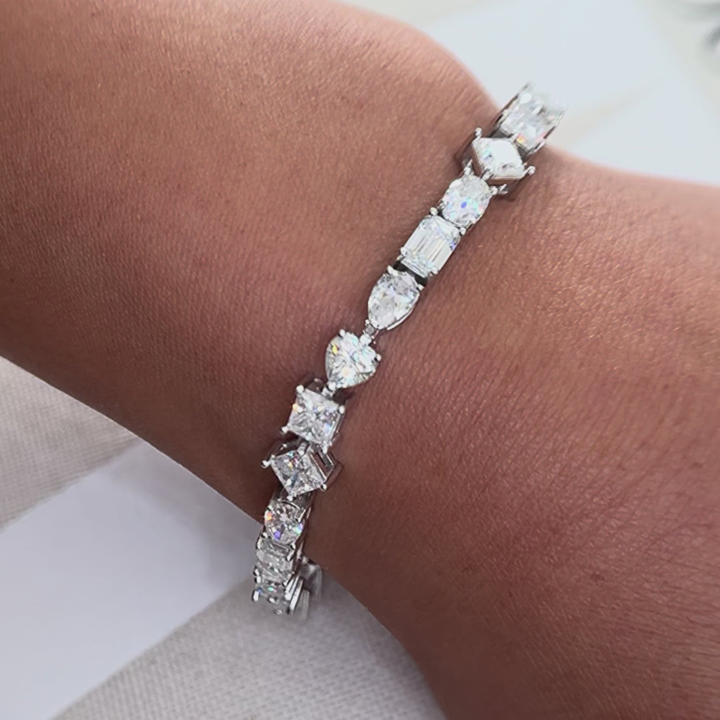 12.5 CTW Moissanite Mixed Medley Tennis Bracelet