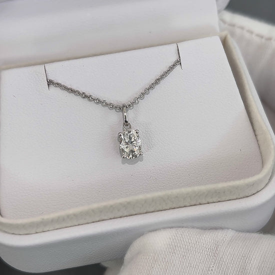Load and play video in Gallery viewer, Classica VVS1 Oval Cut Moissanite Solitaire Necklace
