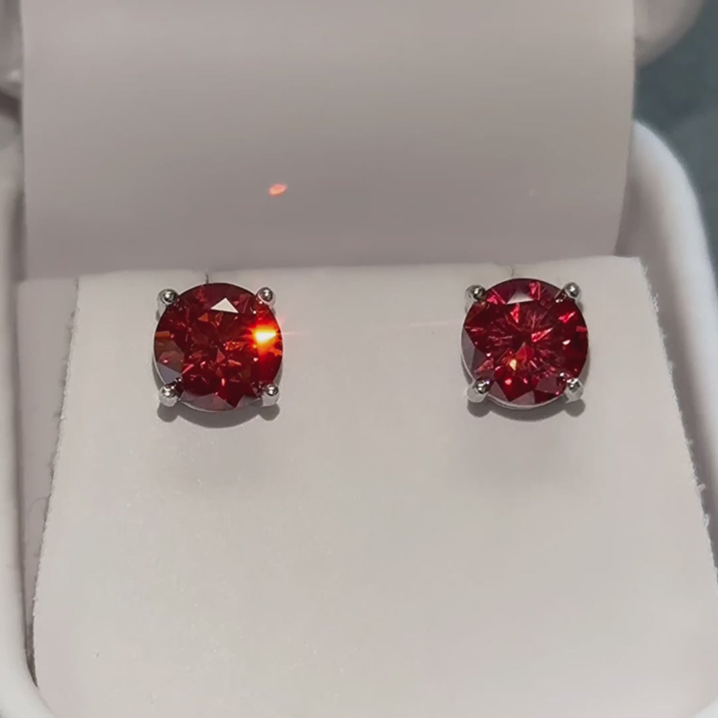 Classica Round Red Moissanite Solitaire Stud Earrings